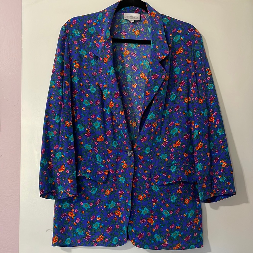 Liz Claiborne | Floral 100% Silk Blazer | size 4